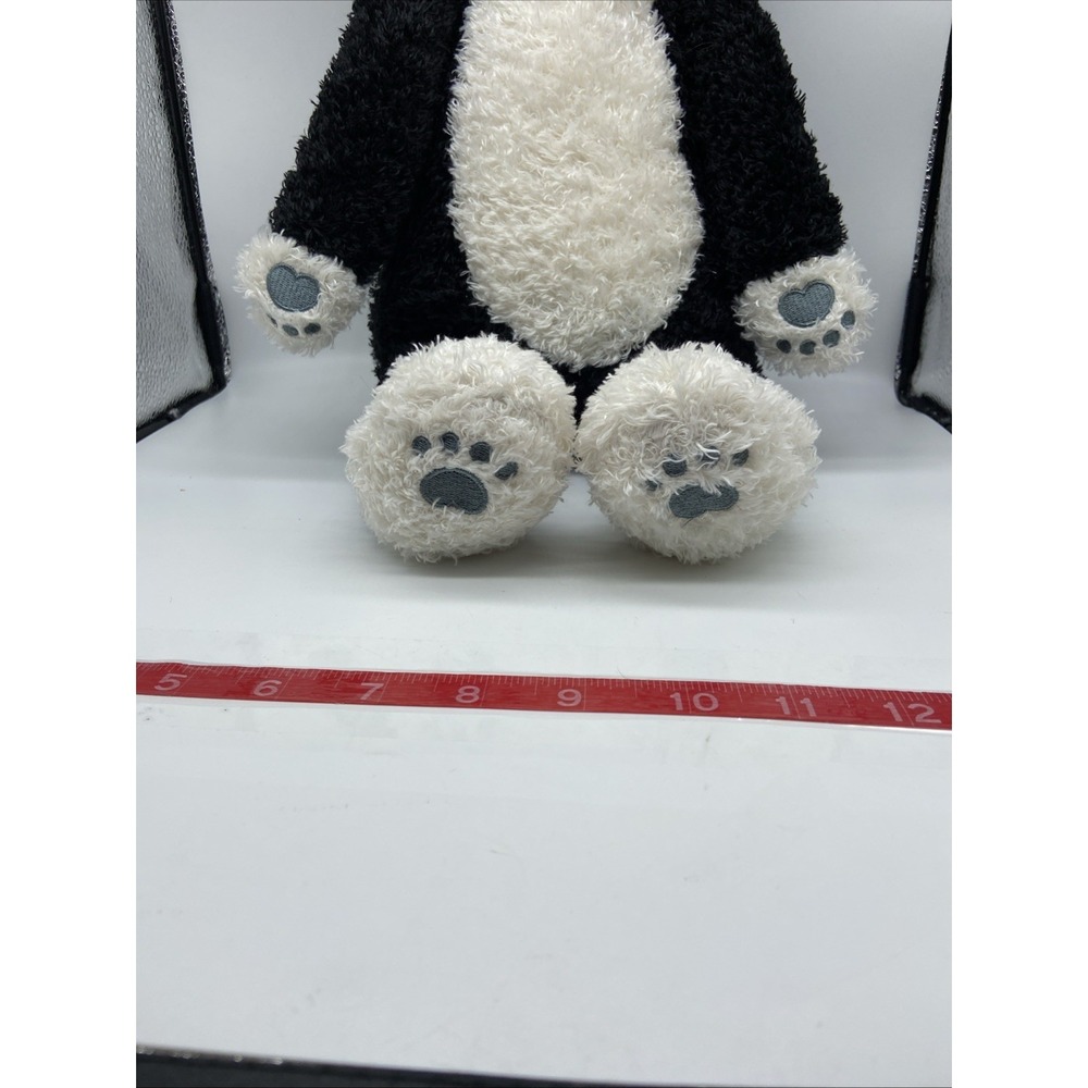 Tuxedo Cat Plush Stuffed Animal Black White Shaggy Fur Paw Prints 15 Inch - Picture 3 of 9